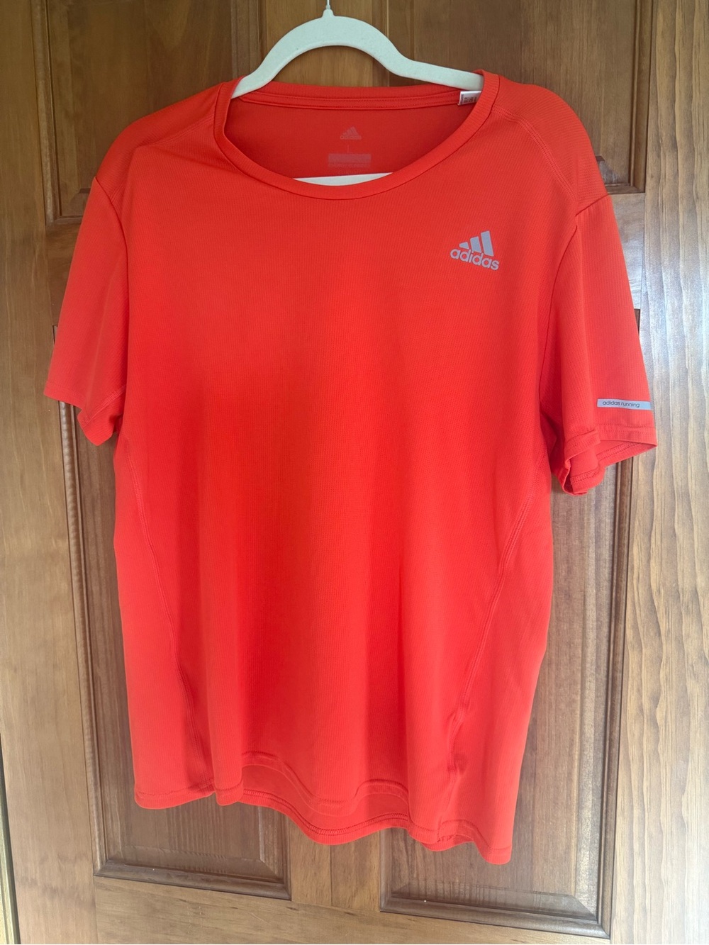 adidas Men's Red Performance Climalite Short Sleeve Tee Running shirt